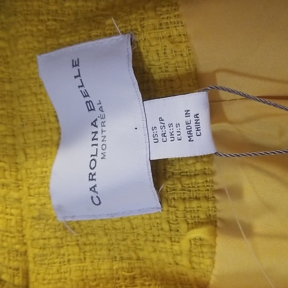 Carolina Belle Montreal Yellow Tweed Fringe Moto Jacket - Picture 2 of 6